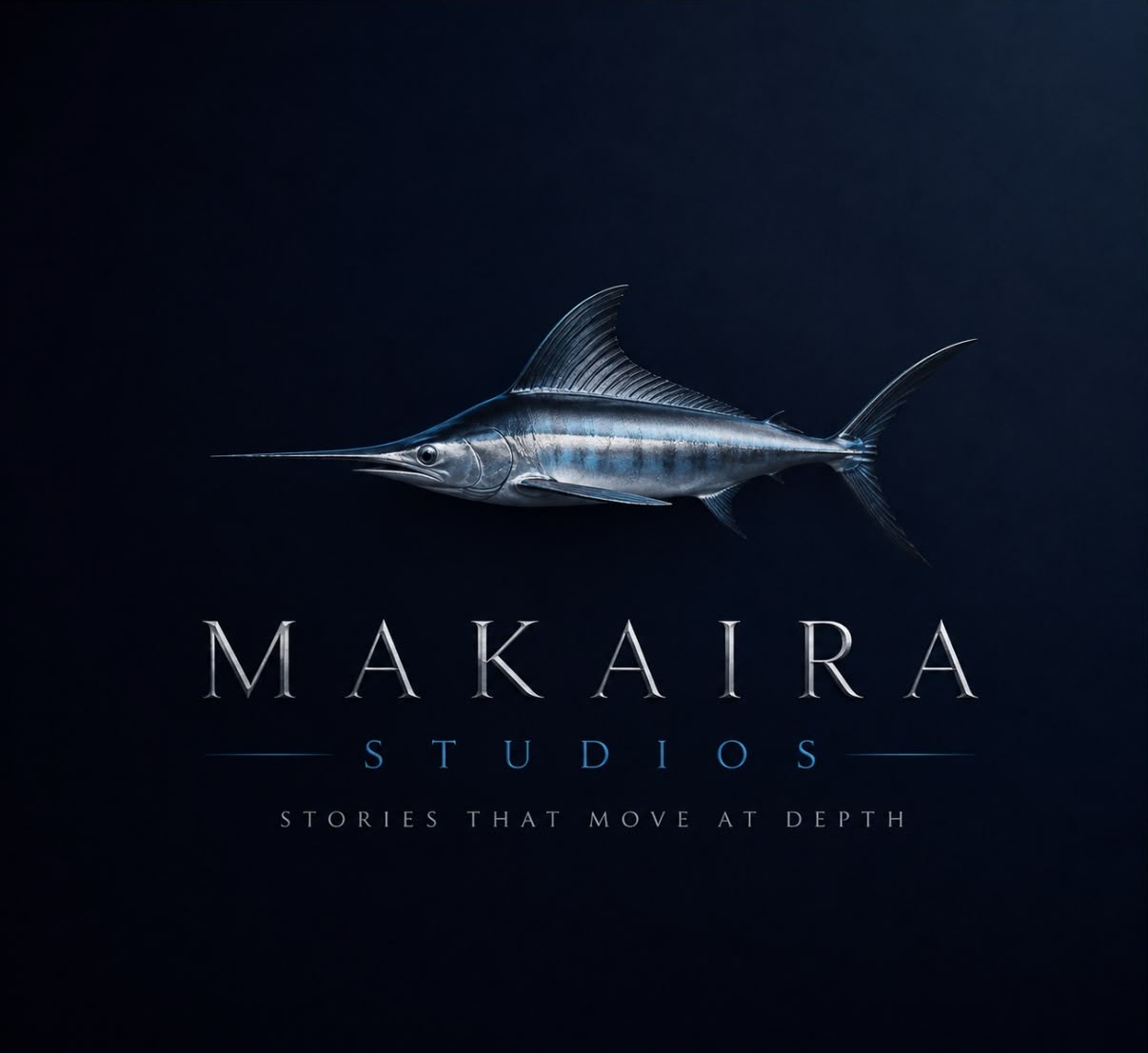 Makaira Studios — silver marlin above the wordmark